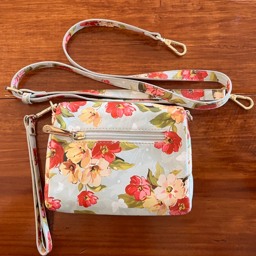 EUC Charming Charlie Floral Wristlet and crossbody Combination Purse - Picture 3 of 7